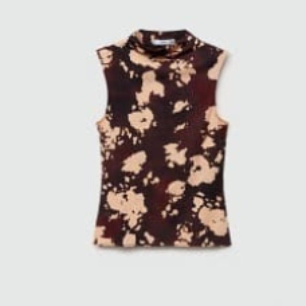 Mango Printed perkins-collar top